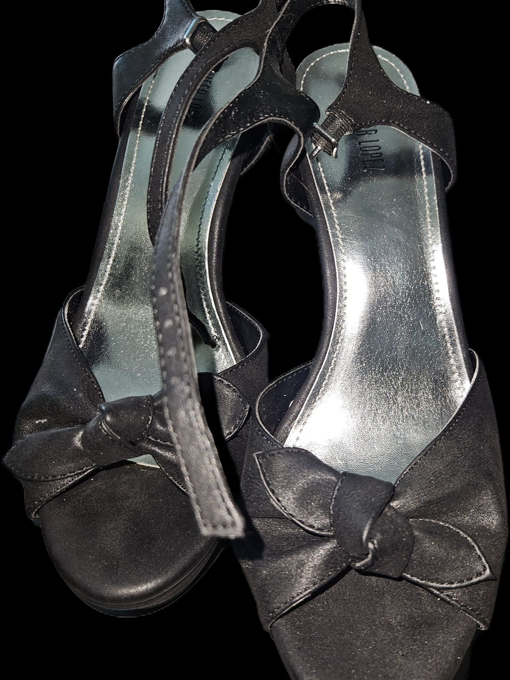 Jennifer Lopez Black Bow Slingback Heels